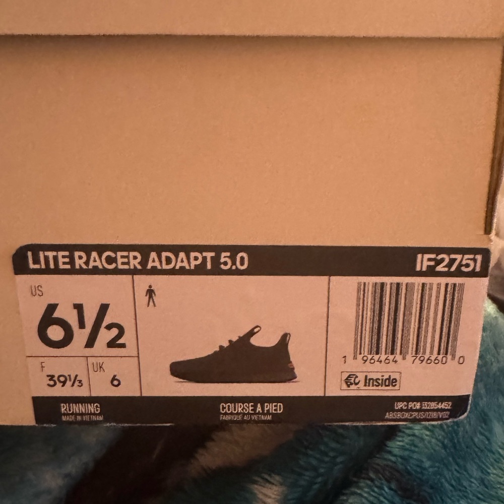 Adidas Lite Racer Adapt 5.0 Big Kids 6 1/2 Olive Green with Gold